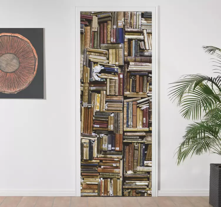 Library of old books door sticker - TenStickers