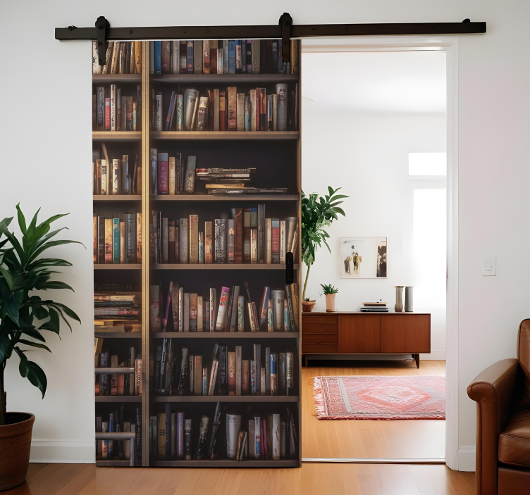 Library shelves close up door sticker - TenStickers