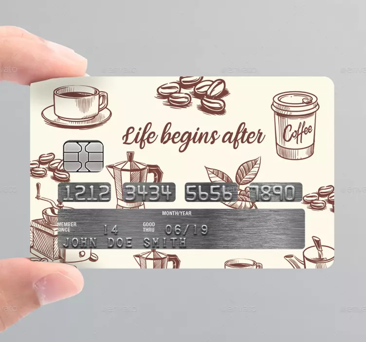 life begins after coffe card sticker - TenStickers