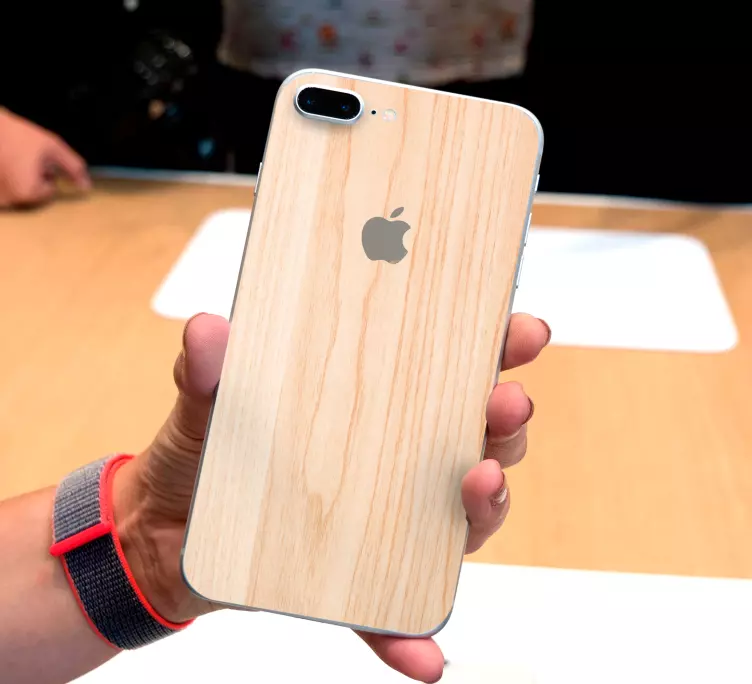 Light brown wooden texture iPhone sticker - TenStickers