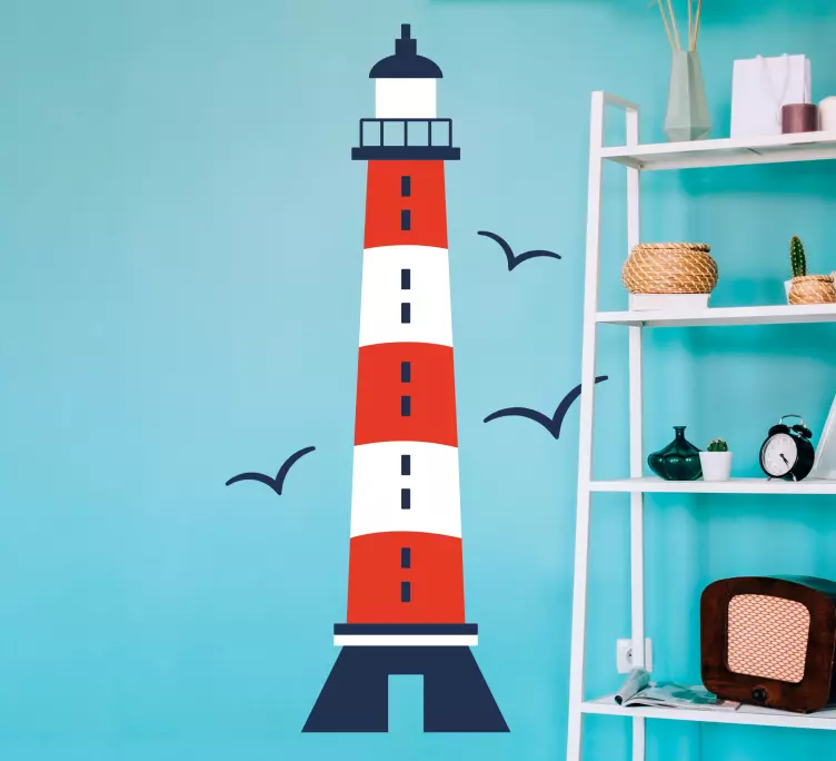 Lighthouse and birds location wall sticker - TenStickers