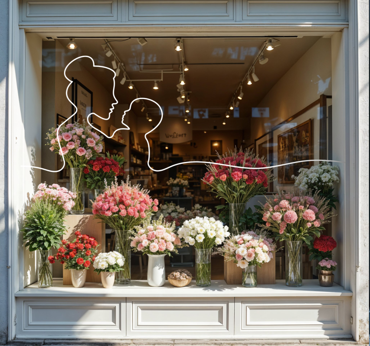 Line art mother window decal for business - TenStickers