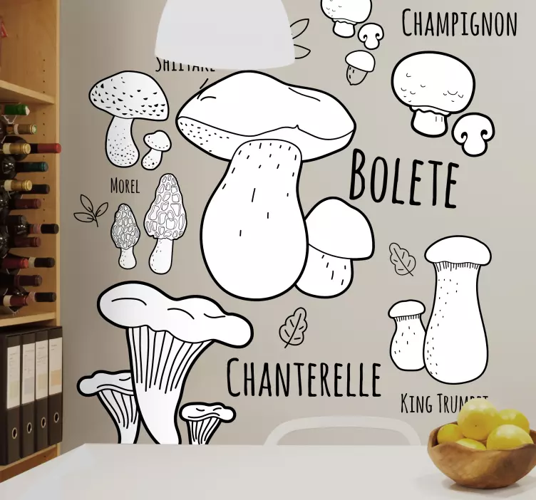 List of edible mushrooms food vinyl decal - TenStickers