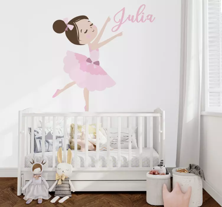 Little ballerina illustration wall decal - TenStickers