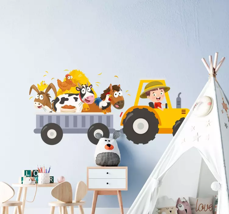 Little farmer with animals toy sticker - TenStickers