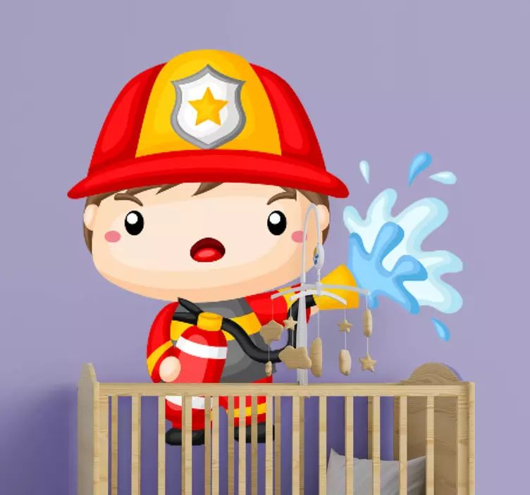 Little firefighter for kids Kidsroom Sticker - TenStickers