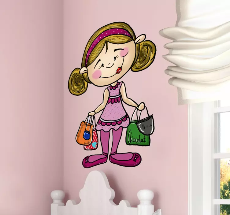 Little Girl Shopping Sticker - TenStickers
