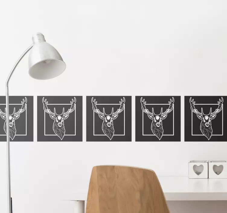 Location wall sticker artistic deer head - TenStickers
