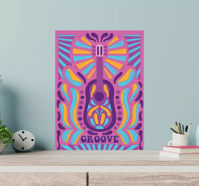 Location wall sticker colorful guitar artwork - TenStickers