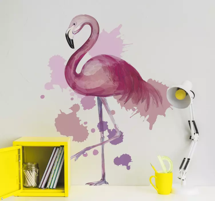 Location wall sticker flamingo splash art - TenStickers