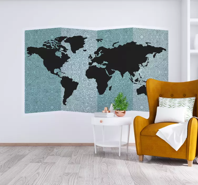 Location wall sticker intricate world map - TenStickers