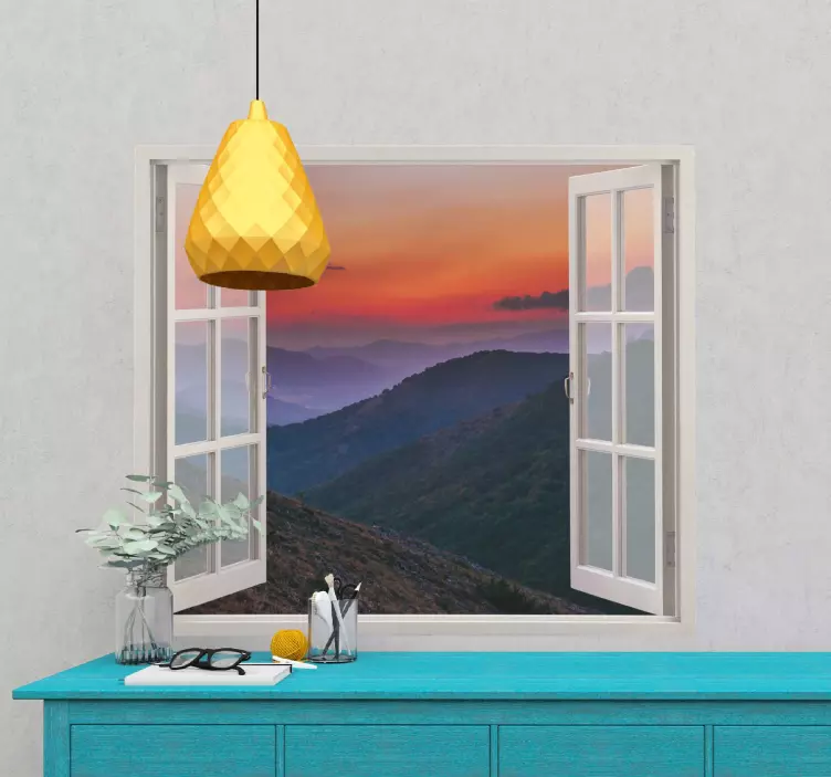 Location wall sticker mountain view sunset - TenStickers