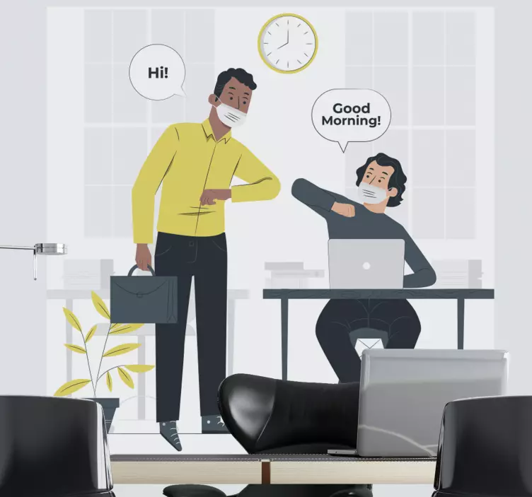 Location wall sticker office morning greetings - TenStickers