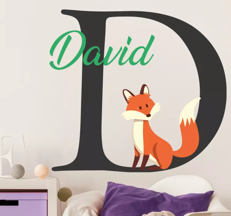 Location wall sticker personalized fox letter - TenStickers