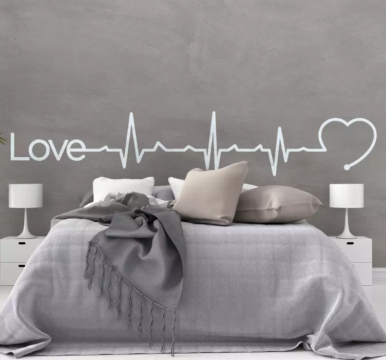 Love Heartbeat Headboard Sticker - TenStickers