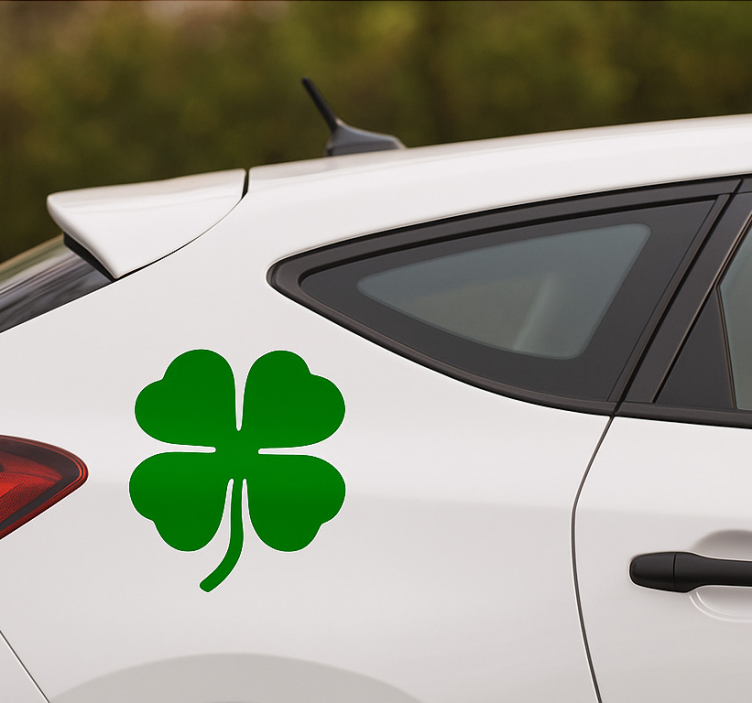 Car decal monocolour lucky clover design - TenStickers