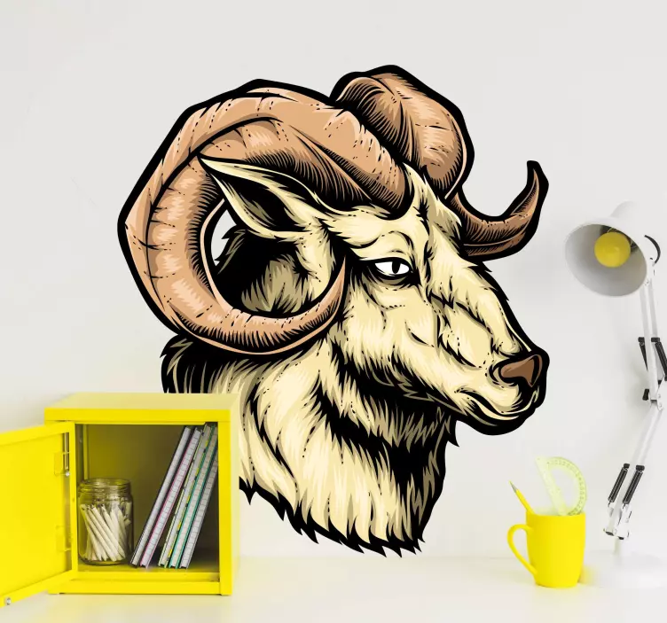 Majestic Ram Head farm animal wall decal - TenStickers