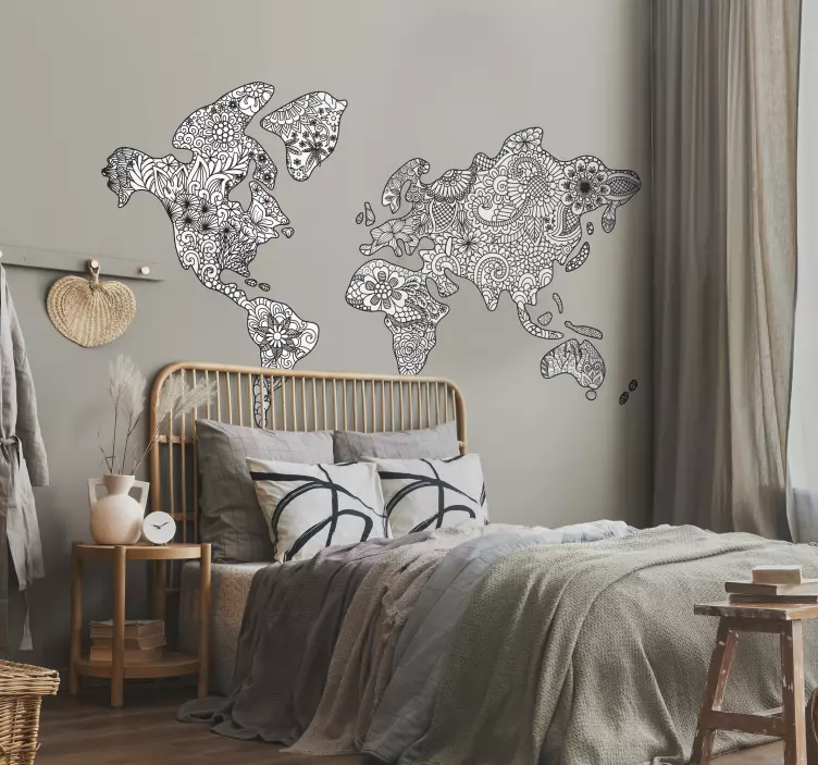 Mandala map bedroom wall decal - TenStickers
