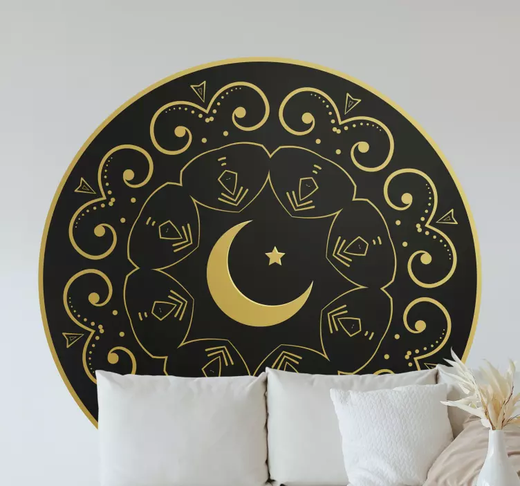 Mandala with moon floral wall sticker - TenStickers