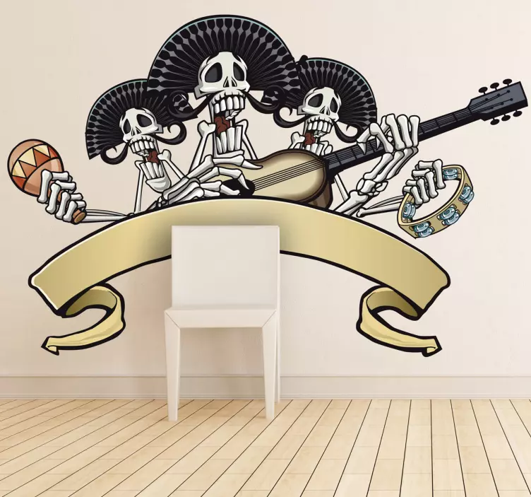 Mariachi skeleton sticker - TenStickers