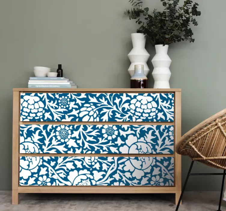 Marine blue flora furniture sticker - TenStickers