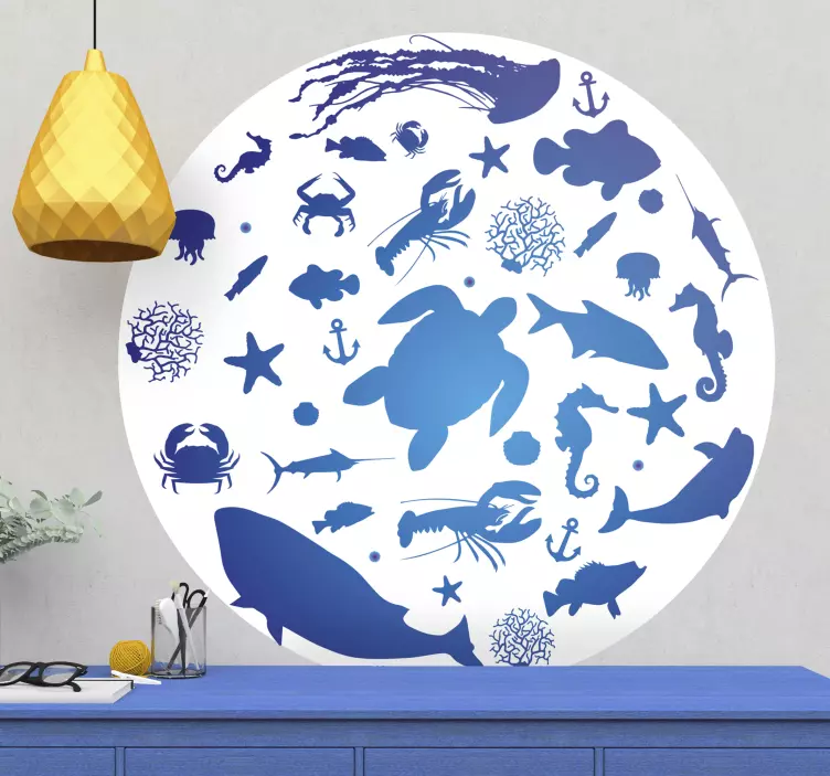 Marine Life Patterns fish wall sticker - TenStickers