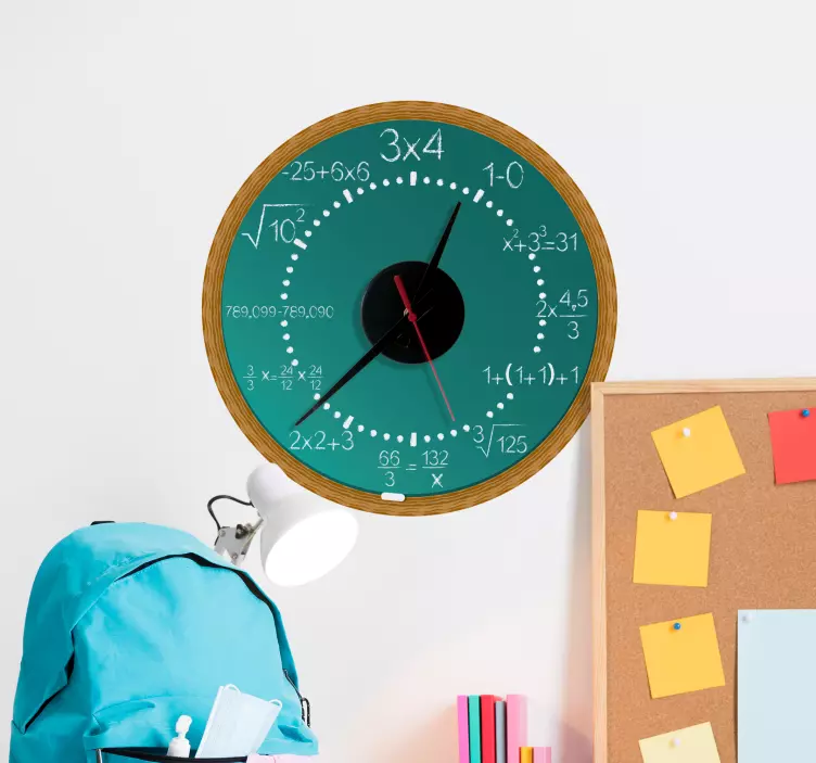 Math problems wall clock sticker - TenStickers