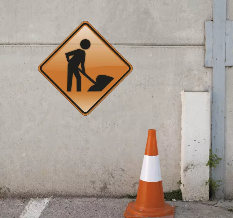 Men at Work Sign Sticker - TenStickers