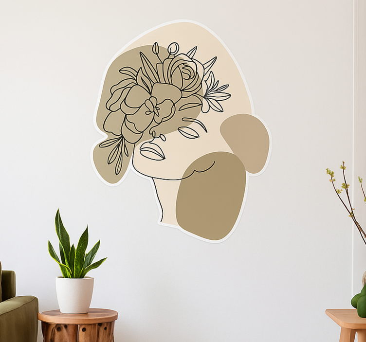 Minimalist face design wall decal for living room - TenStickers