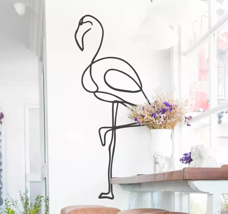 Minimalist Flamingo bird wall sticker - TenStickers