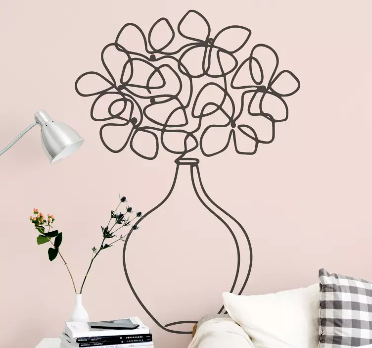 Minimalist flower vase flower wall sticker - TenStickers
