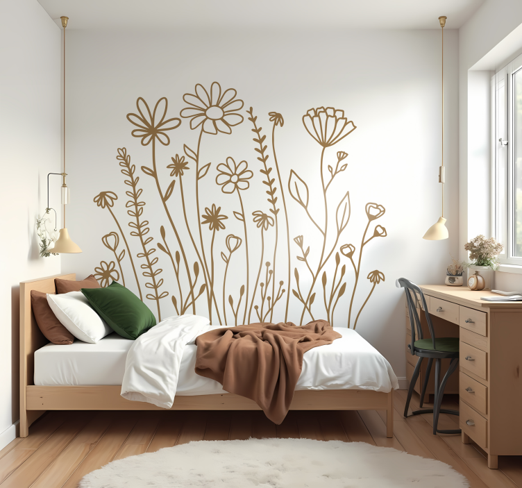 Minimalist garden flower wall sticker - TenStickers