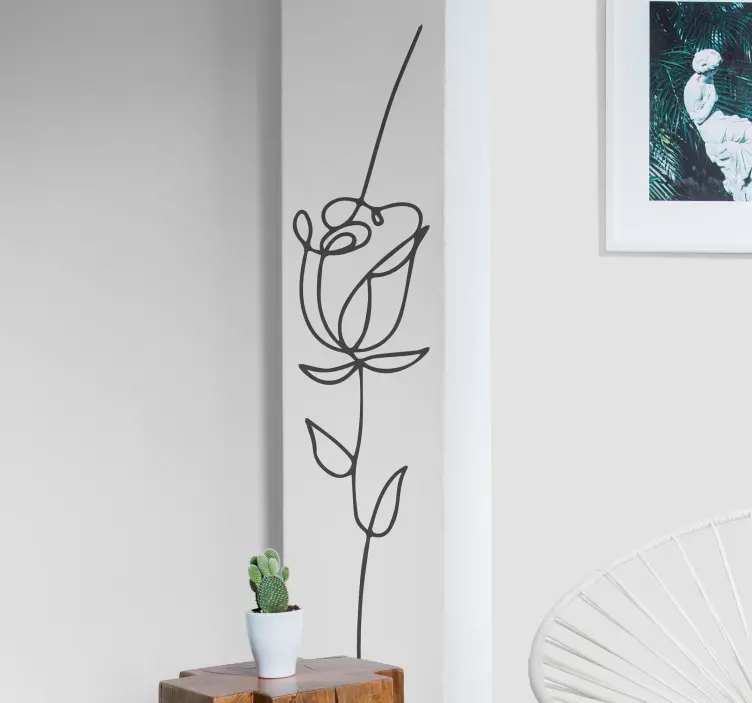 Minimalist Rose flower wall sticker - TenStickers