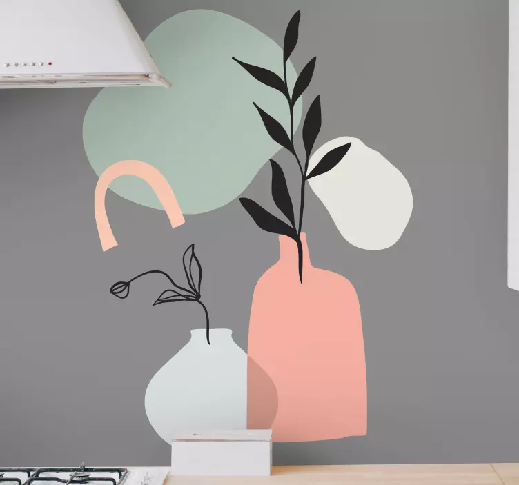 minimalistic colored leaves furniture decal - TenStickers
