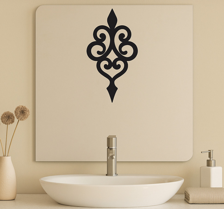 Mirror sticker damask scroll border design - TenStickers