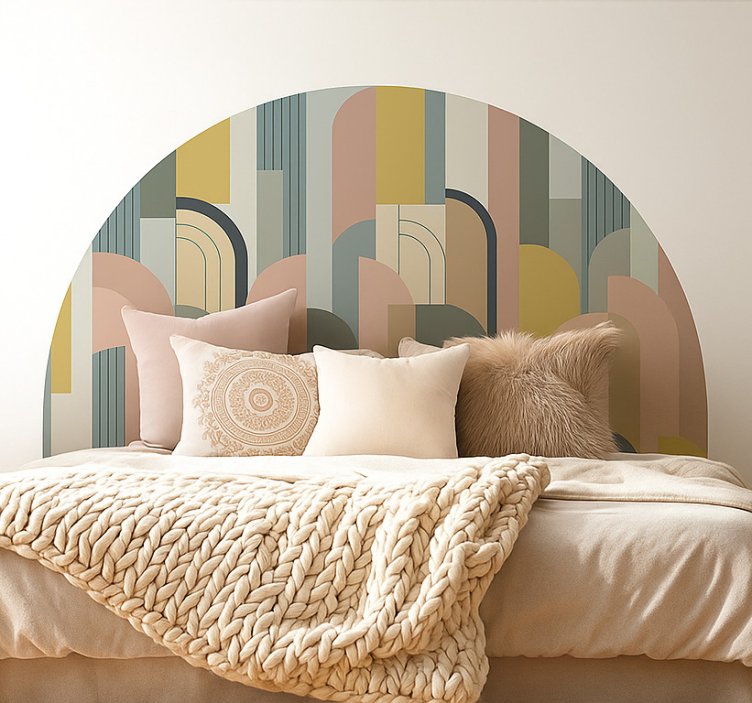 Modern geometric arches wall decal for bedroom - TenStickers