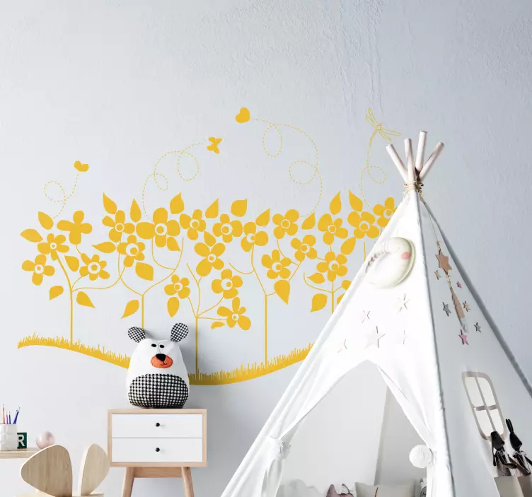 Monochrome Summer Flowers Wall Sticker - TenStickers