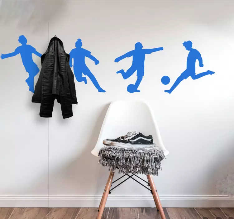 Football players and balls coat hanger sticker - TenStickers