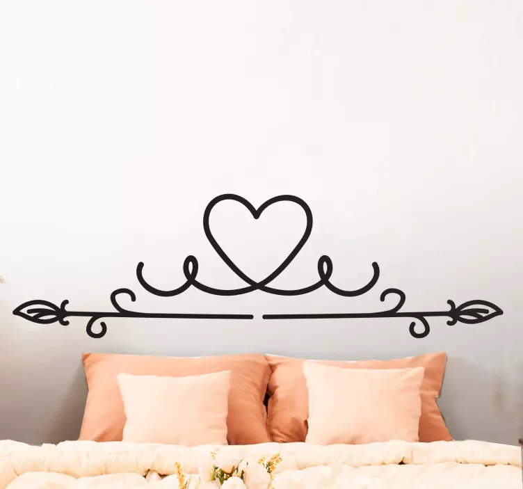 Monocolor frame with heart  headboard sticker - TenStickers