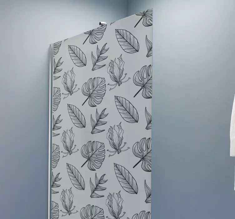 Monocolor tropical leaves shower screen decal - TenStickers