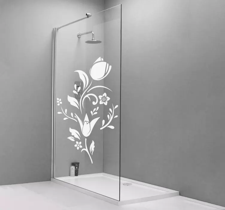 Tulips flower design shower screen sticker - TenStickers