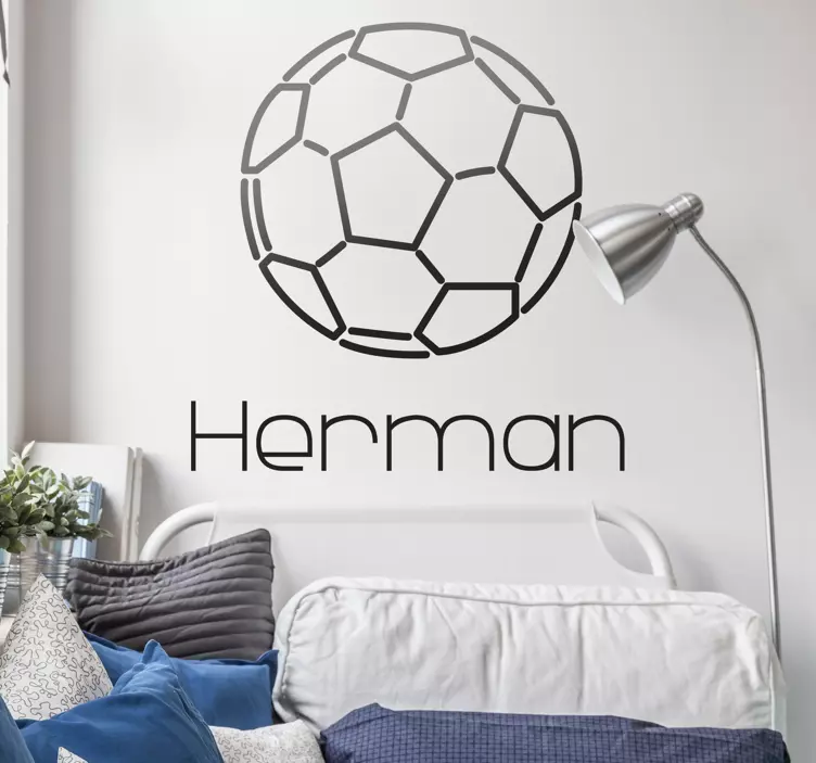 Monocolour ball with name soccer wall decal - TenStickers