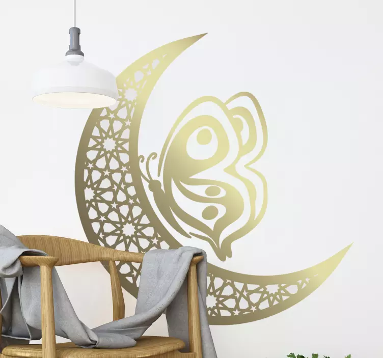 Moon and butterfly mandala  butterfly sticker - TenStickers