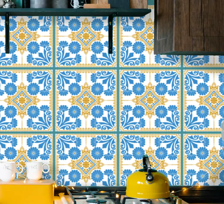 Moroccan cement tiles design wall sticker - TenStickers