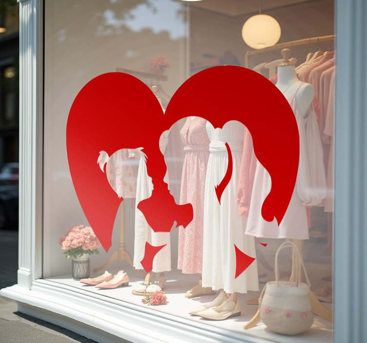 Mother heart silhouette window decal for business - TenStickers