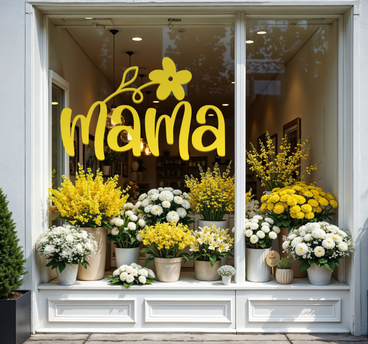 Mother word with a flower window decal for business - TenStickers