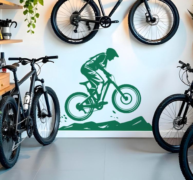 Mountain biker cycling decal - TenStickers