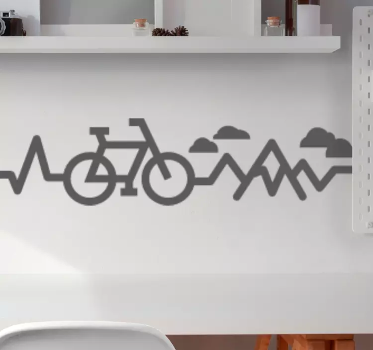 Mountain heart lovers cycling decal - TenStickers