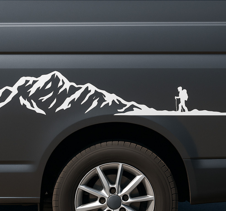 Mountain hiking side camper decal - TenStickers