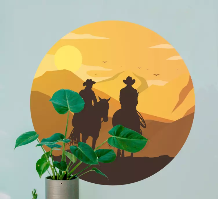 Mountain silhouette with horses nature sticker - TenStickers